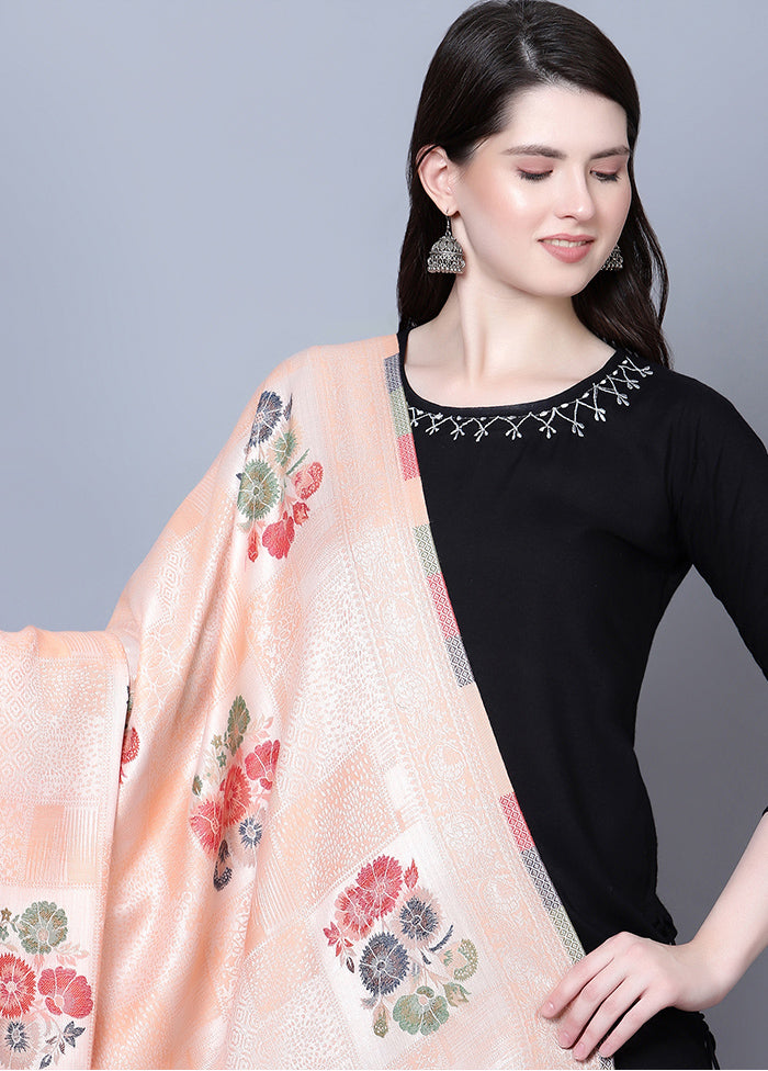 Peach Fine Wool Shawl - Indian Silk House Agencies