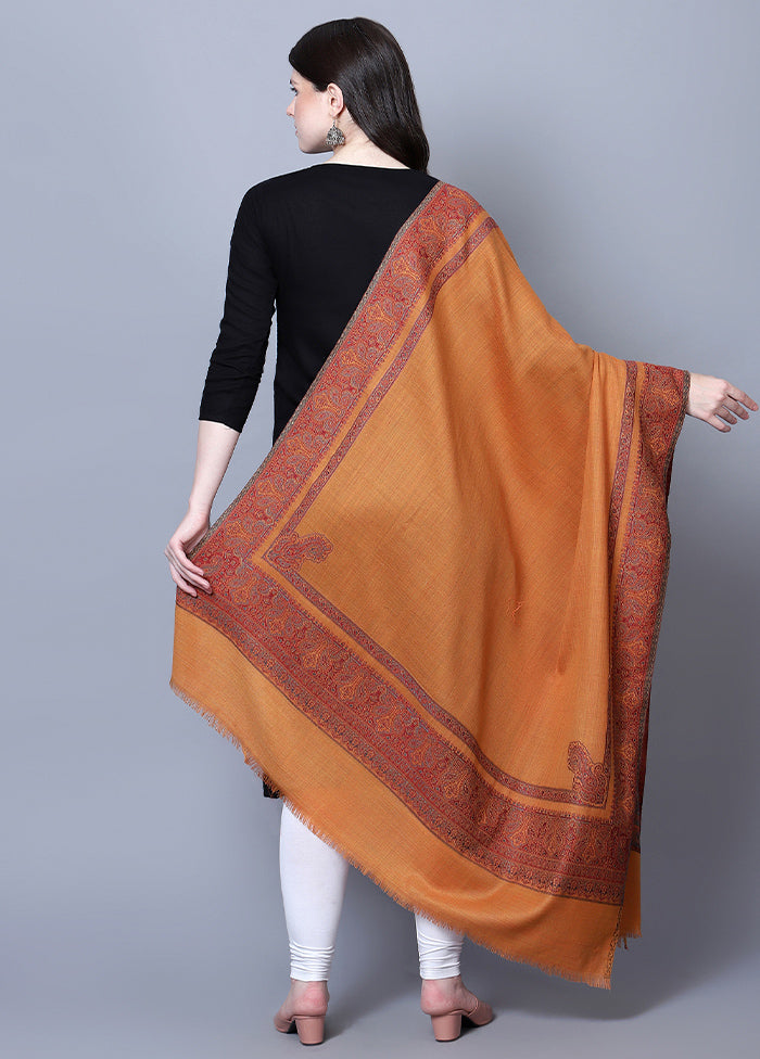 Mustard Fine Wool Shawl - Indian Silk House Agencies