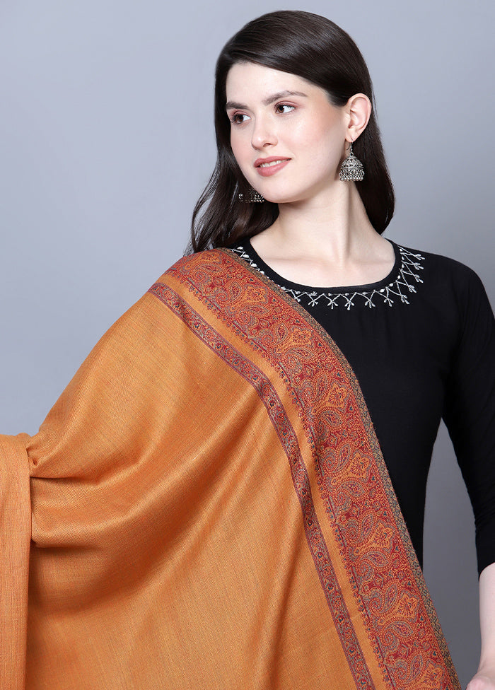 Mustard Fine Wool Shawl - Indian Silk House Agencies