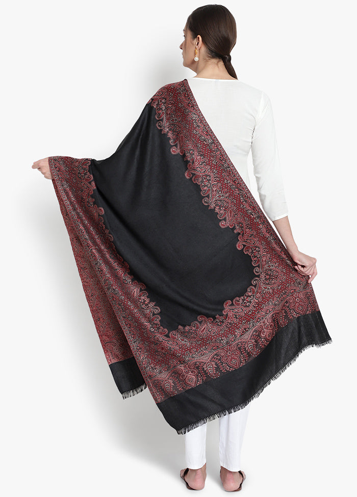 Black Paisley Woolen Stole - Indian Silk House Agencies