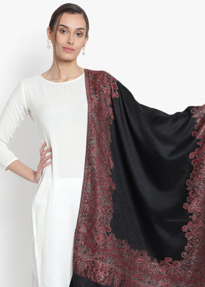 Black Paisley Woolen Stole - Indian Silk House Agencies