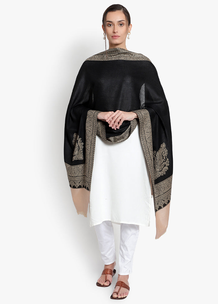 Black Woven Woolen Stole - Indian Silk House Agencies