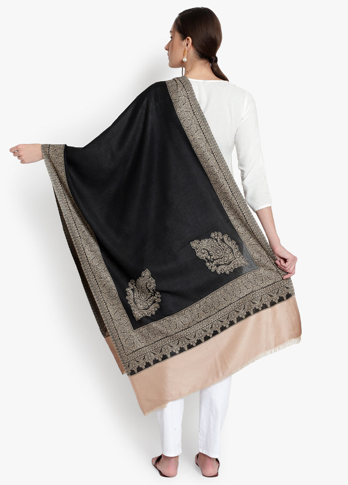 Black Woven Woolen Stole - Indian Silk House Agencies