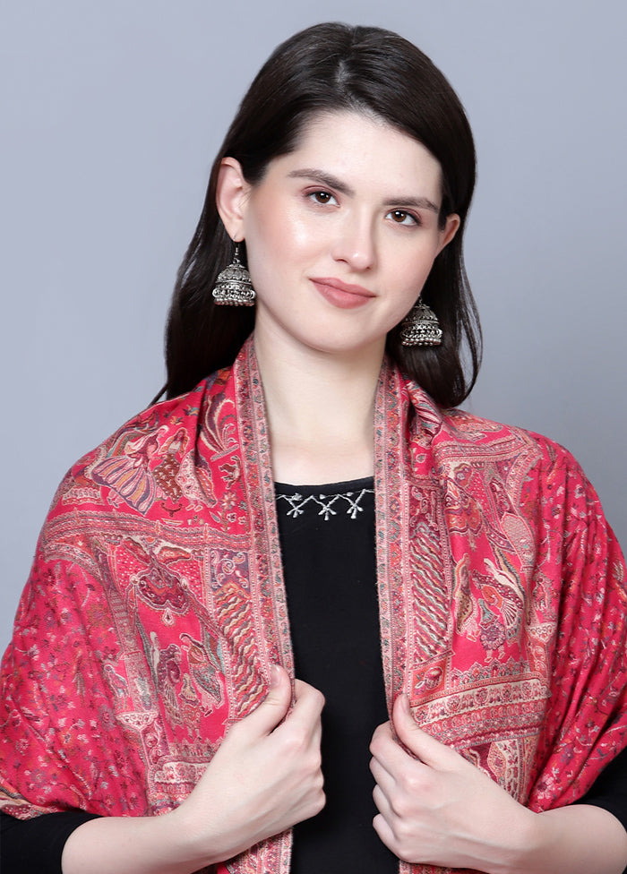 Pink Fine Wool Shawl - Indian Silk House Agencies