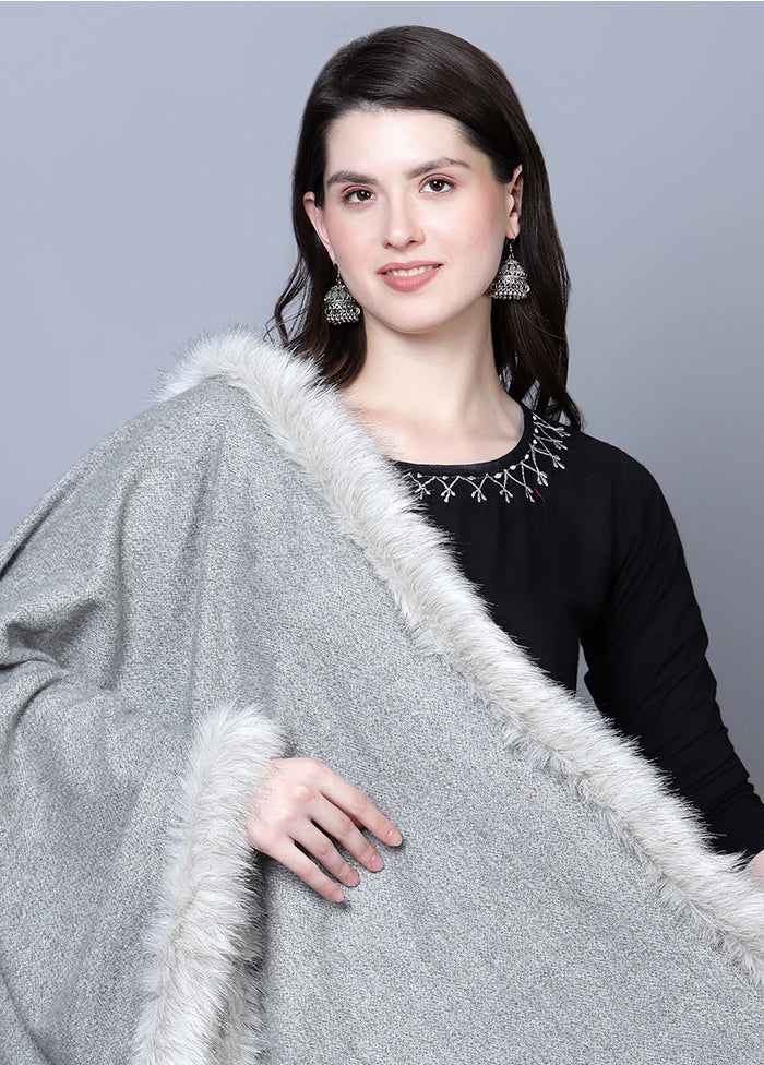 Grey Fine Wool Stole - Indian Silk House Agencies