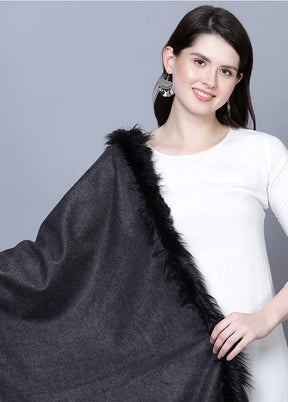 Dark Grey Fine Wool Stole - Indian Silk House Agencies