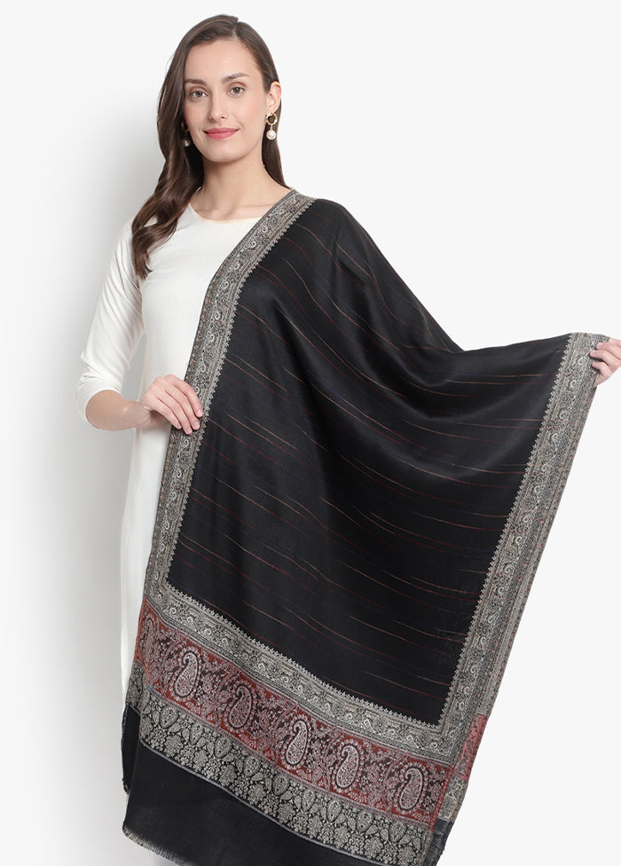 Black Striped Woolen Stole - Indian Silk House Agencies