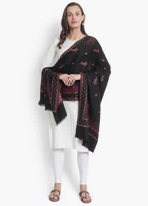 Black Woven Woolen Stole - Indian Silk House Agencies