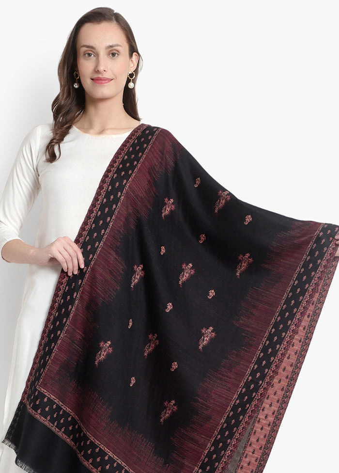 Black Woven Woolen Stole - Indian Silk House Agencies