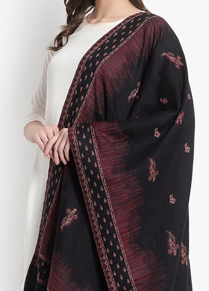 Black Woven Woolen Stole - Indian Silk House Agencies