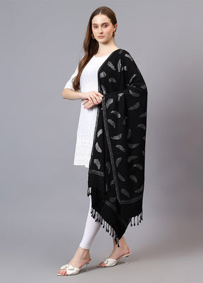 Black Fine Wool Stole