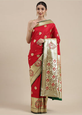 Maroon Silk Zari Saree Without Blouse Piece - Indian Silk House Agencies