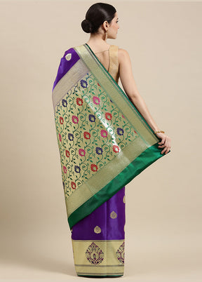 Purple Banarasi Silk Zari Saree Without Blouse Piece