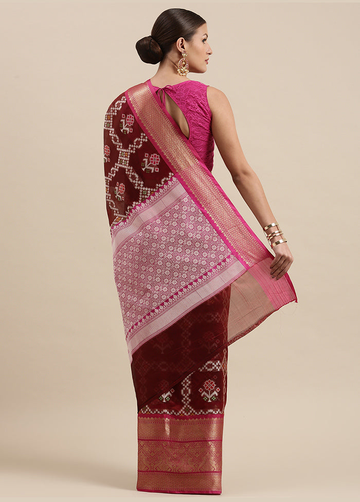 Maroon Silk Saree With Blouse Piece - Indian Silk House Agencies