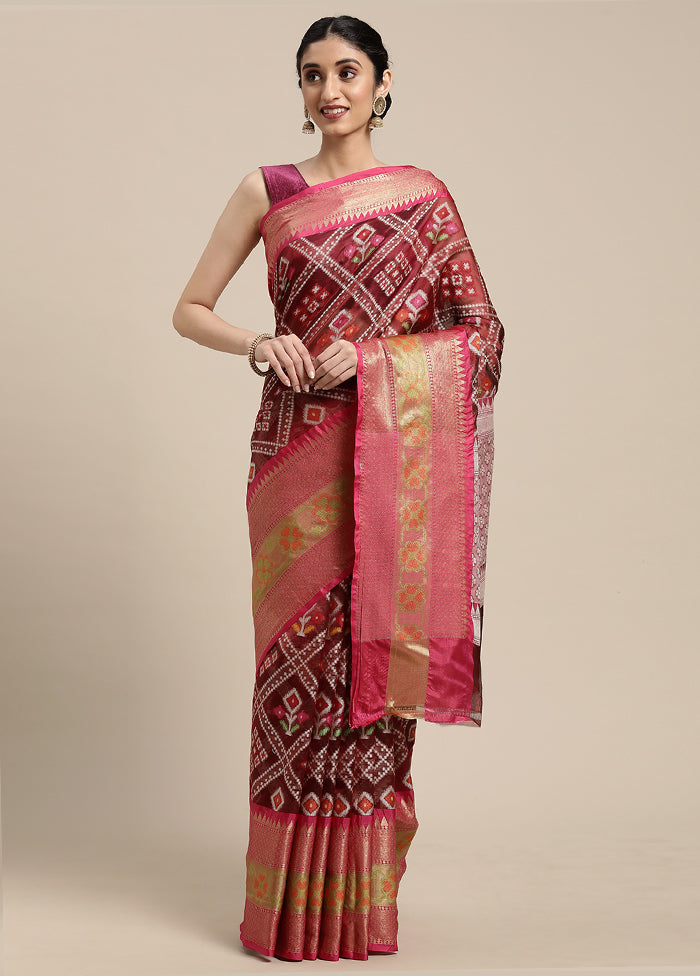 Maroon Silk Saree With Blouse Piece - Indian Silk House Agencies