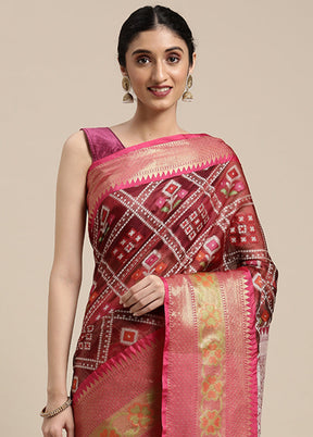 Maroon Silk Saree With Blouse Piece - Indian Silk House Agencies