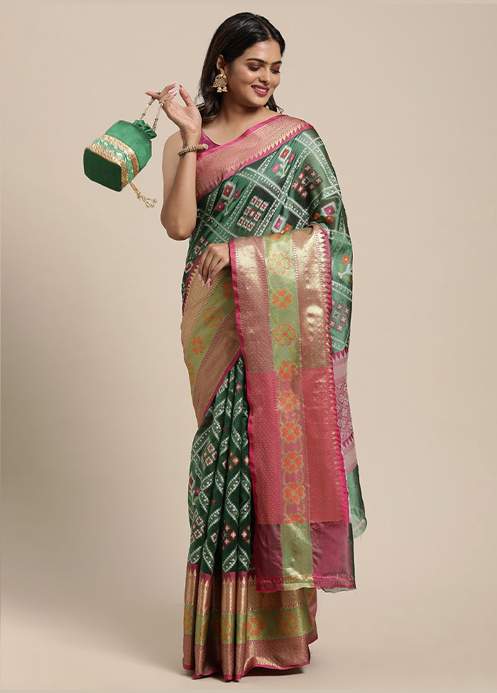 Green Silk Saree With Blouse Piece - Indian Silk House Agencies