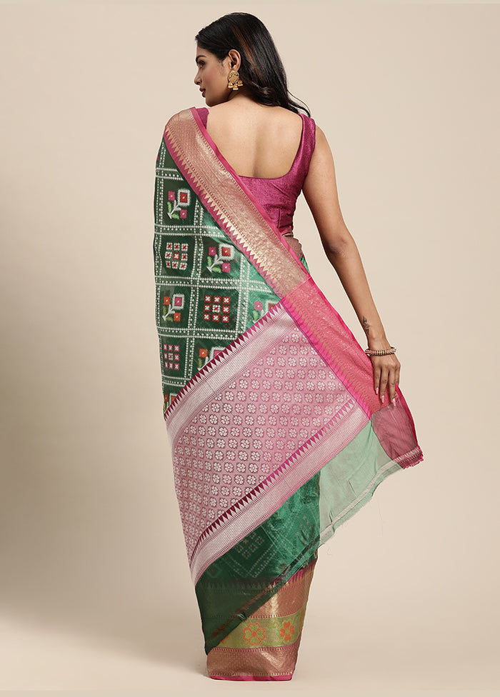 Green Silk Saree With Blouse Piece - Indian Silk House Agencies