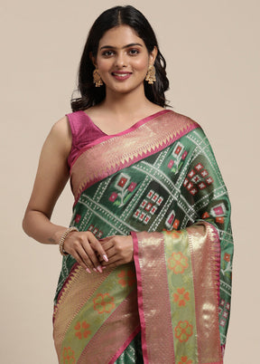 Green Silk Saree With Blouse Piece - Indian Silk House Agencies