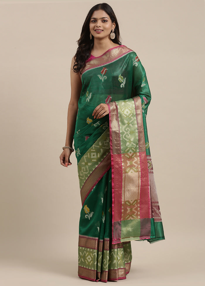 Green Silk Saree With Blouse Piece - Indian Silk House Agencies