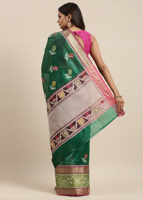 Green Silk Saree With Blouse Piece - Indian Silk House Agencies