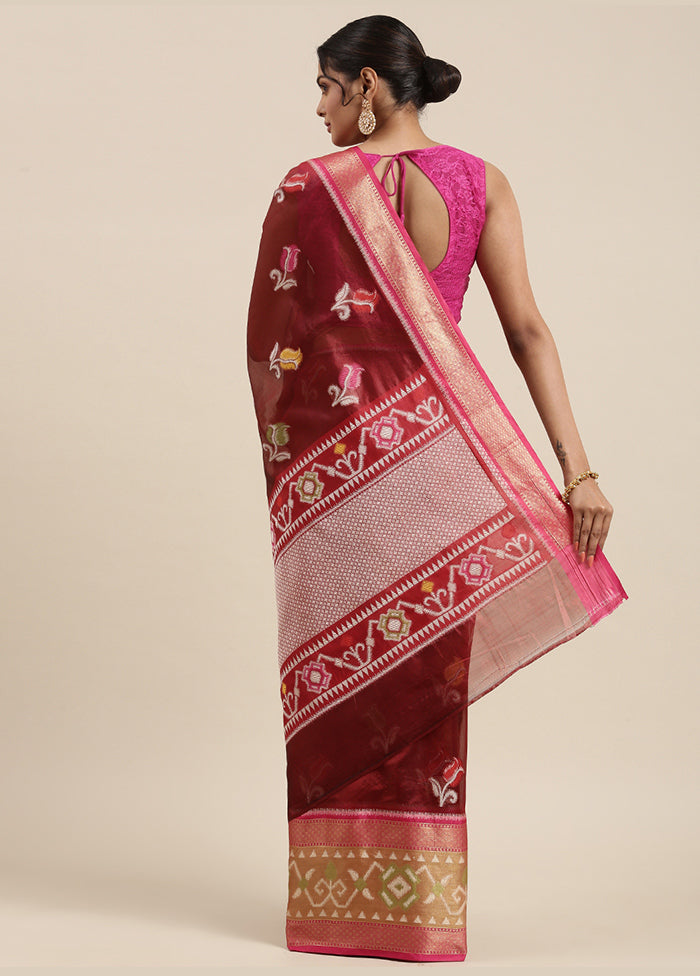 Maroon Silk Saree With Blouse Piece - Indian Silk House Agencies