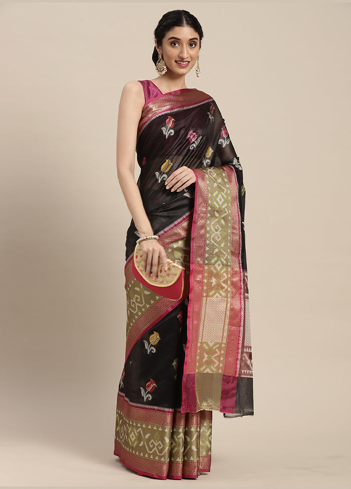 Black Silk Saree With Blouse Piece - Indian Silk House Agencies