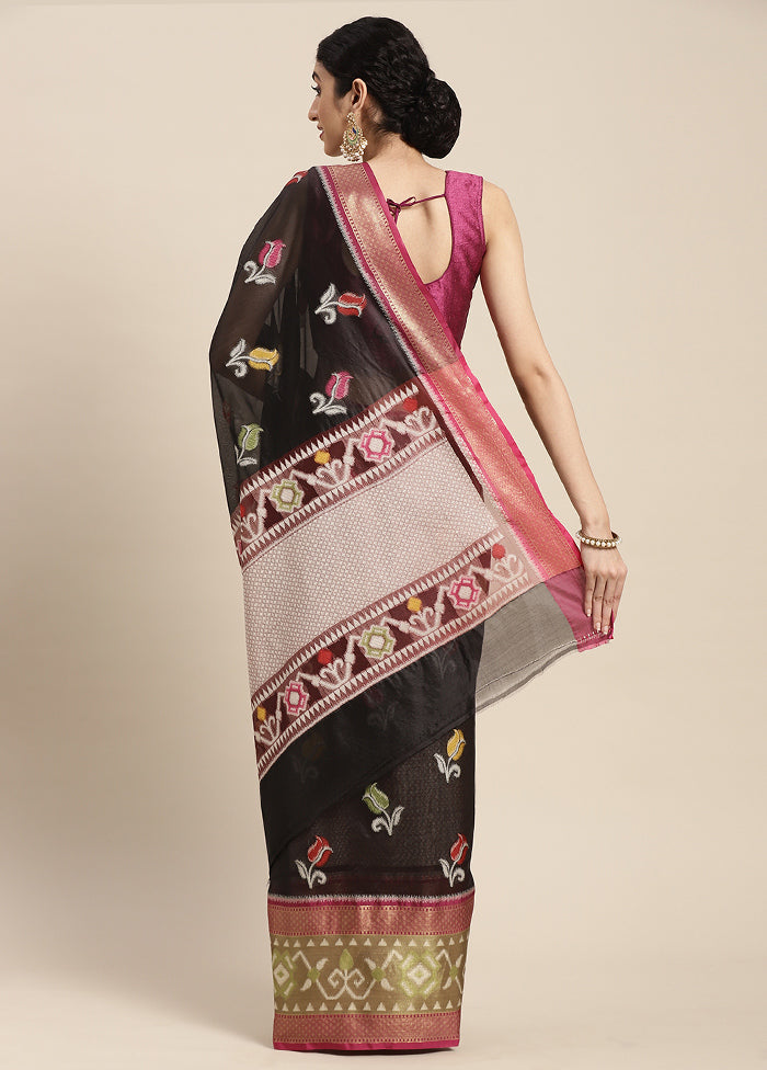 Black Silk Saree With Blouse Piece - Indian Silk House Agencies