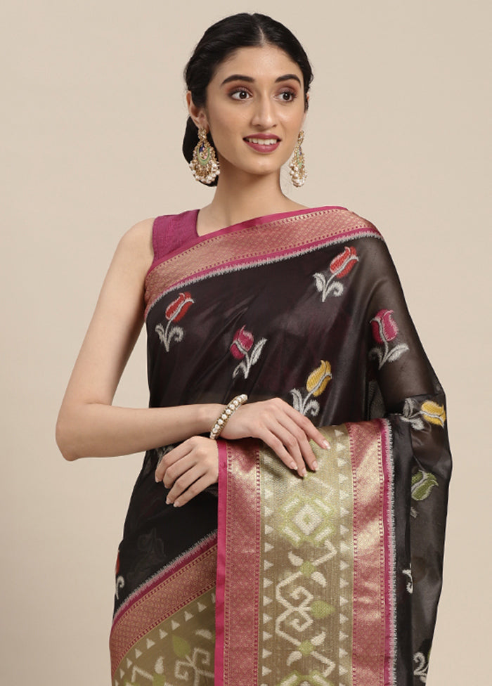 Black Silk Saree With Blouse Piece - Indian Silk House Agencies