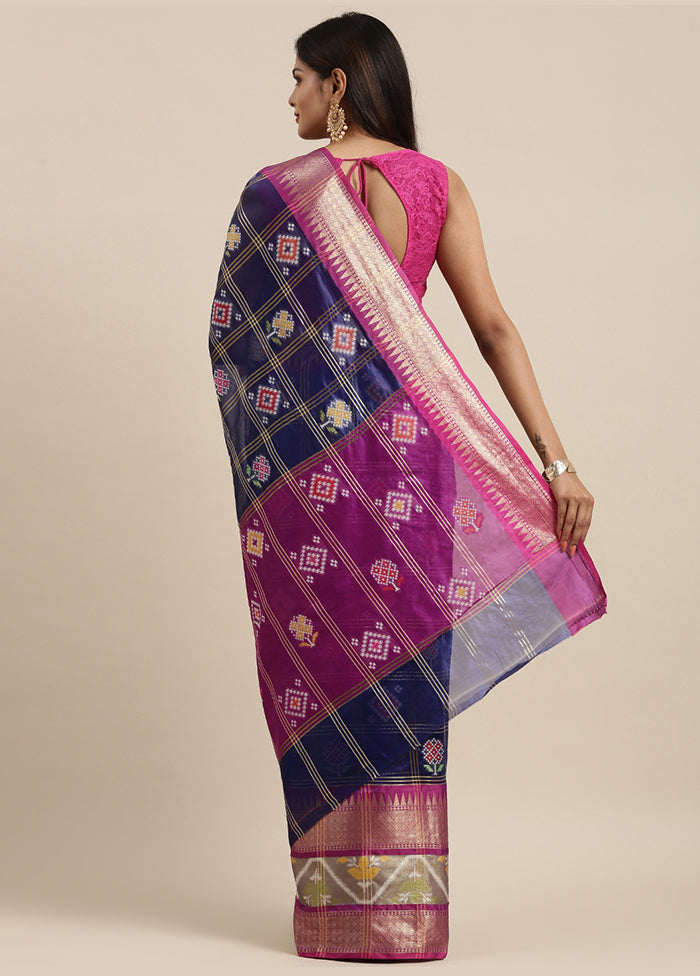 Blue Silk Saree With Blouse Piece - Indian Silk House Agencies