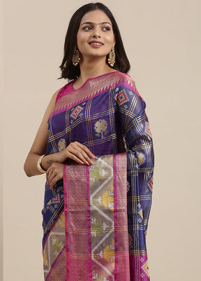 Blue Silk Saree With Blouse Piece - Indian Silk House Agencies