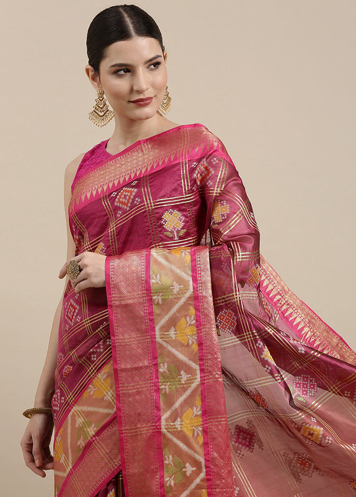 Magenta Silk Saree With Blouse Piece - Indian Silk House Agencies