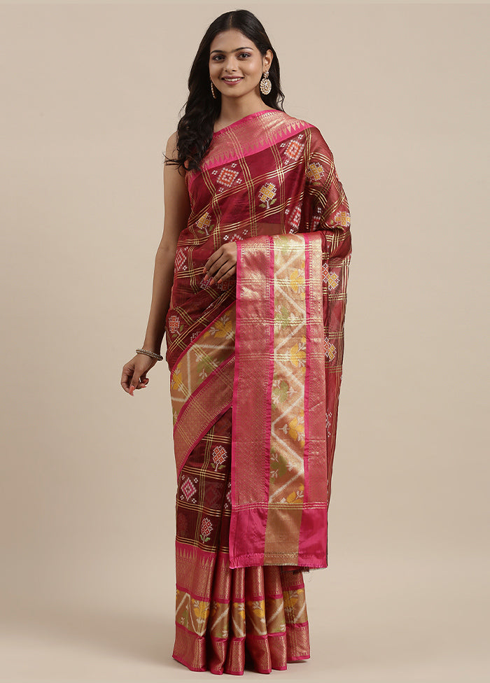 Maroon Silk Saree With Blouse Piece - Indian Silk House Agencies