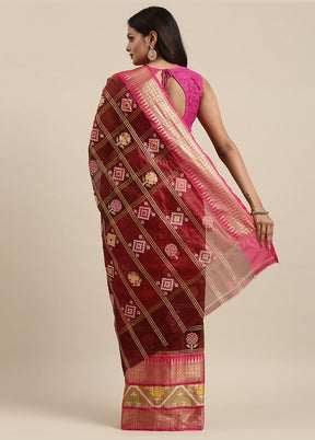 Maroon Silk Saree With Blouse Piece - Indian Silk House Agencies