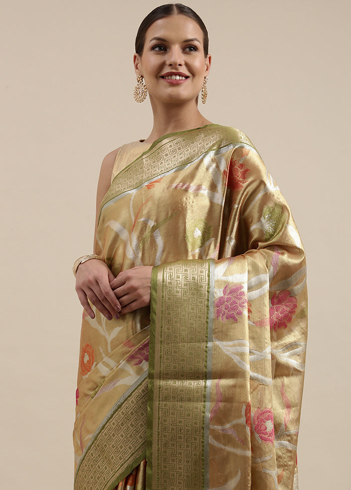 Gold Silk Saree With Blouse Piece - Indian Silk House Agencies