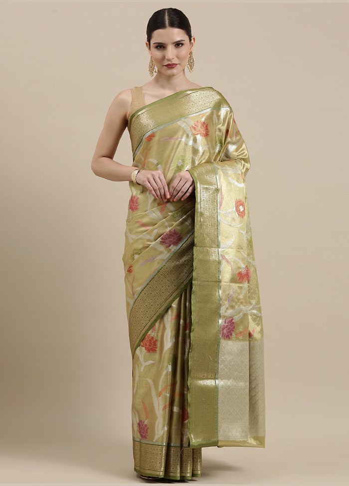 Gold Silk Saree With Blouse Piece - Indian Silk House Agencies