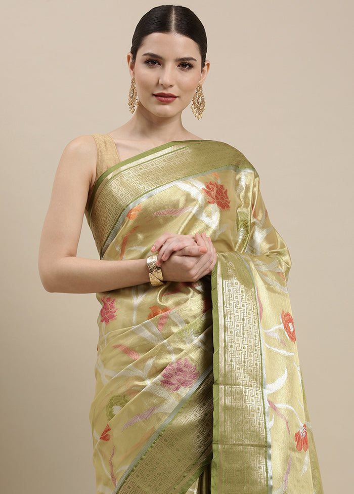 Gold Silk Saree With Blouse Piece - Indian Silk House Agencies