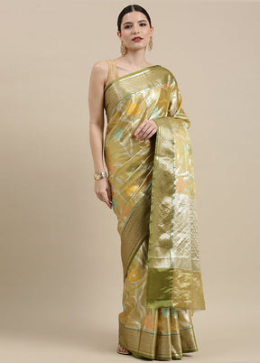 Yellow Tissue Silk Saree With Blouse Piece - Indian Silk House Agencies