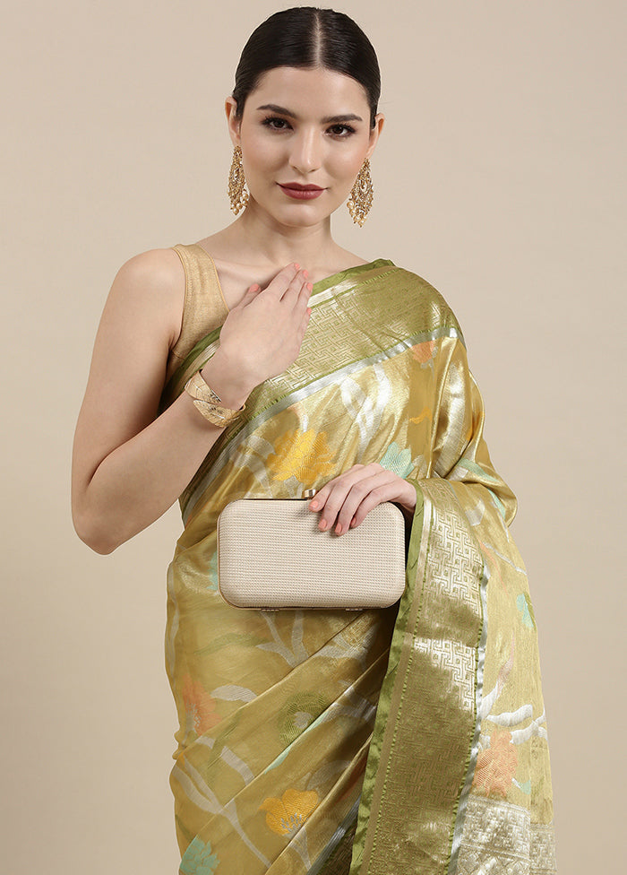 Yellow Tissue Silk Saree With Blouse Piece - Indian Silk House Agencies