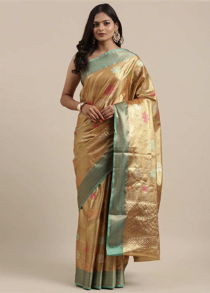 Gold Silk Saree With Blouse Piece - Indian Silk House Agencies