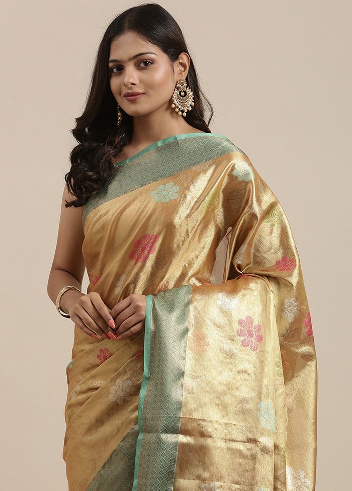 Gold Silk Saree With Blouse Piece - Indian Silk House Agencies