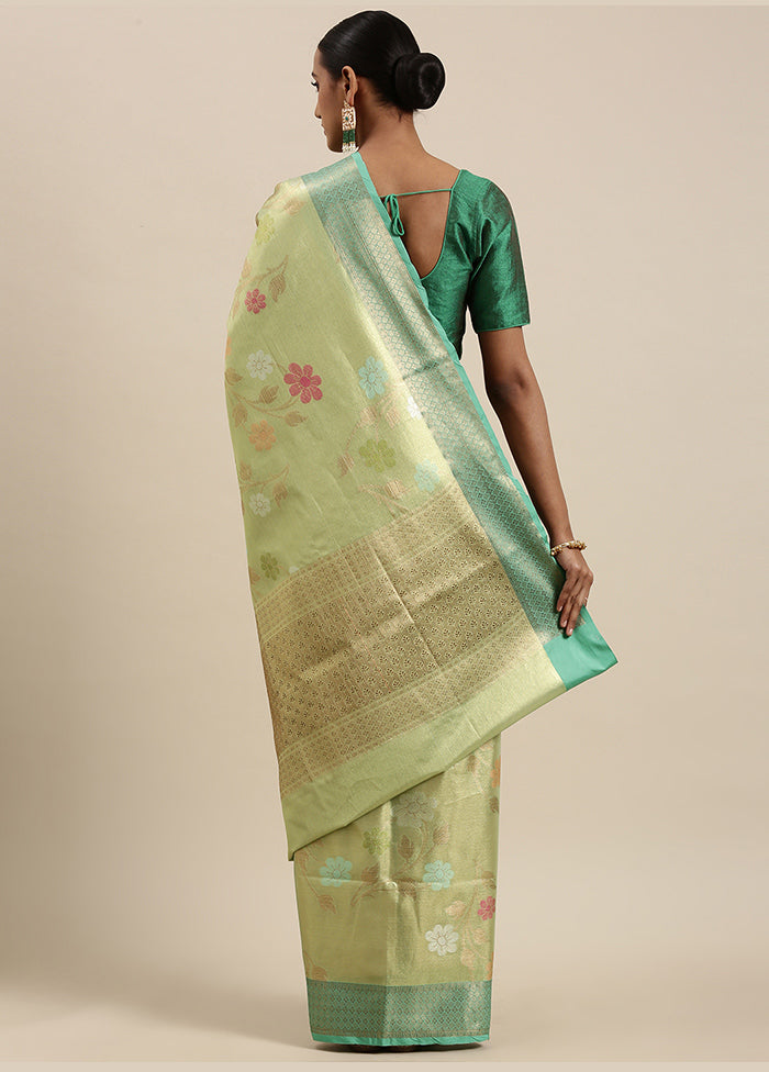 Green Silk Saree With Blouse Piece - Indian Silk House Agencies