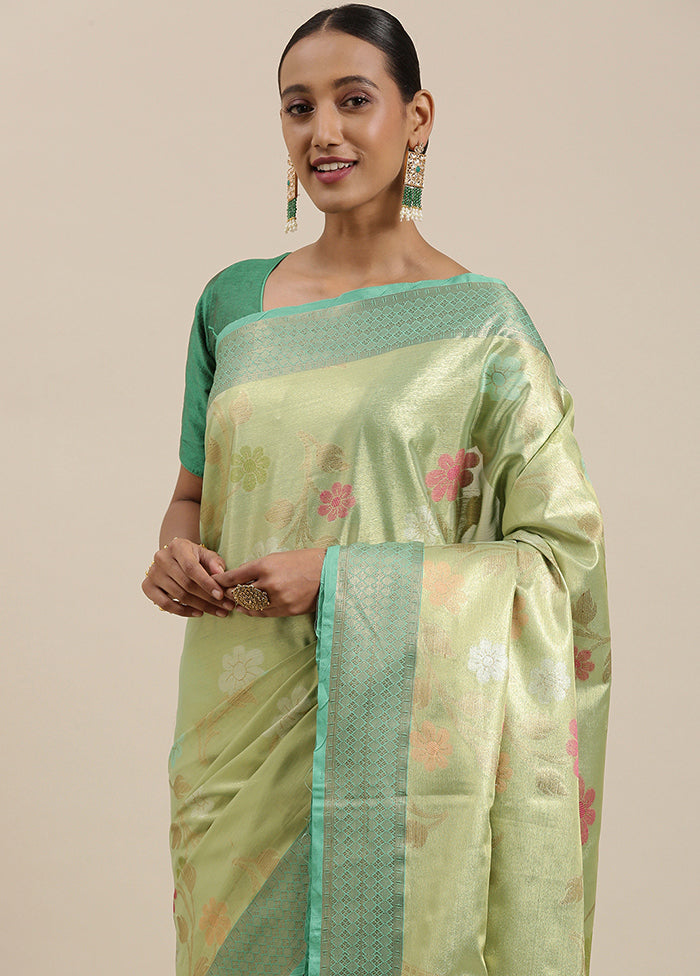 Green Silk Saree With Blouse Piece - Indian Silk House Agencies