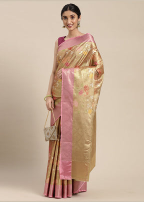 Gold Silk Saree With Blouse Piece - Indian Silk House Agencies