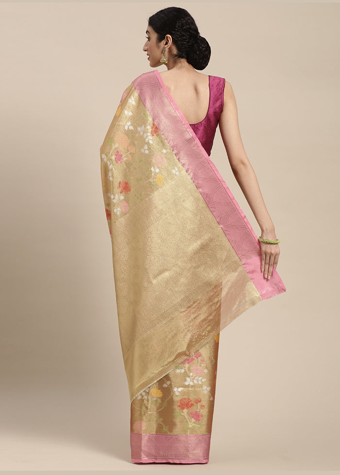 Gold Silk Saree With Blouse Piece - Indian Silk House Agencies