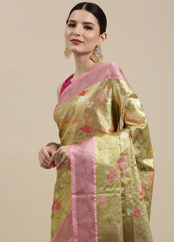 Gold Silk Saree With Blouse Piece - Indian Silk House Agencies