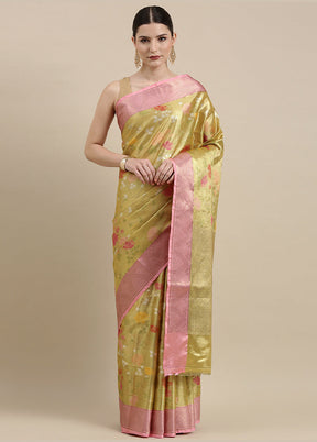 Gold Silk Saree With Blouse Piece - Indian Silk House Agencies