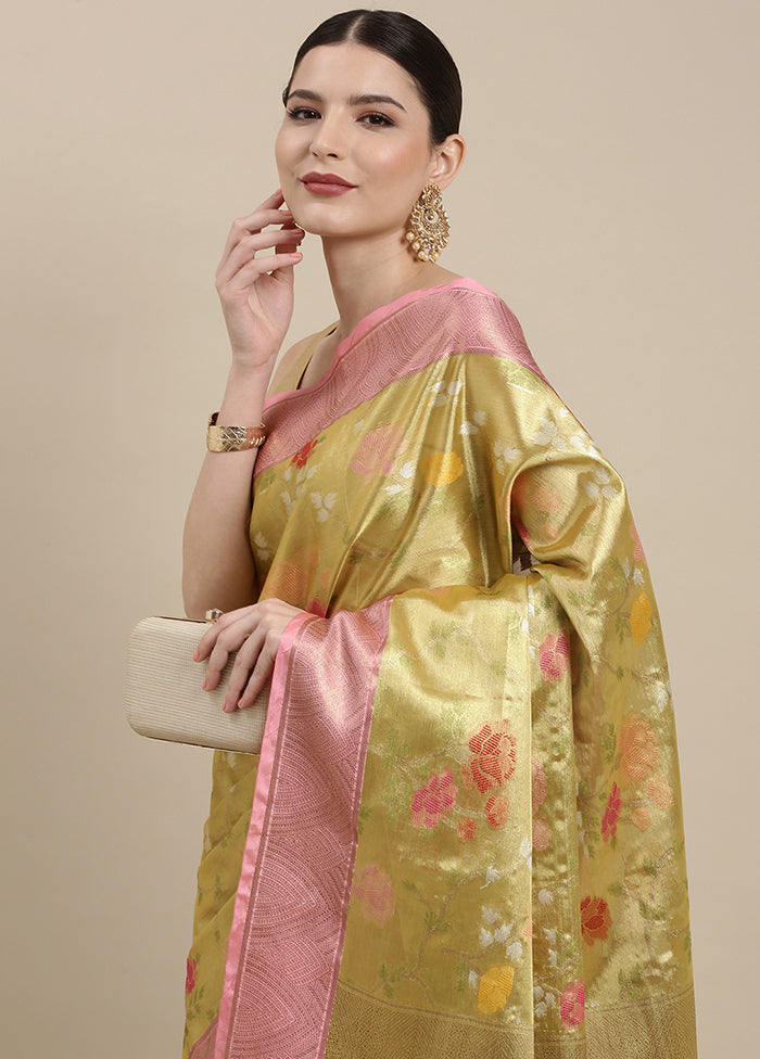 Gold Silk Saree With Blouse Piece - Indian Silk House Agencies