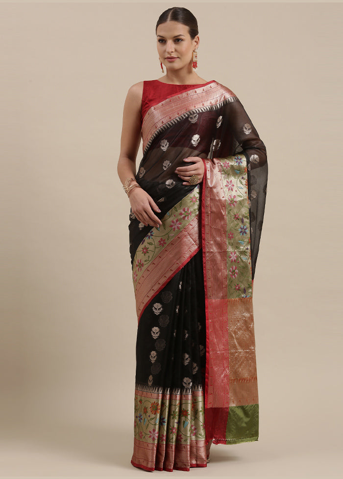 Black Silk Saree With Blouse Piece - Indian Silk House Agencies