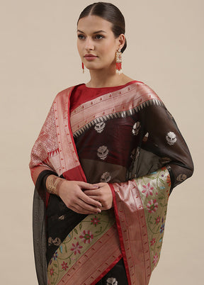 Black Silk Saree With Blouse Piece - Indian Silk House Agencies